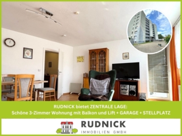 RUDNICK bietet ZENTRALE LAGE: Schöne 3-Zimmer Wohnung mit Balkon und Lift + GARAGE + STELLPLATZ, 31515 Wunstorf, Erdgeschosswohnung