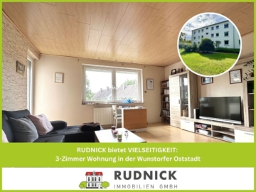 RUDNICK bietet VIELSEITIGKEIT: 3-Zimmer Wohnung in der Wunstorfer Oststadt, 31515 Wunstorf, Etagenwohnung