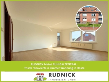 RUDNICK bietet RUHIG & ZENTRAL: frisch renovierte 3-Zimmer Wohnung in Haste, 31559 Haste, Etagenwohnung